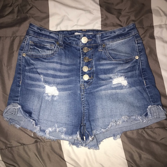 SOLD‼️ Blue High Rise Cheeky Shorts - Picture 2 of 4